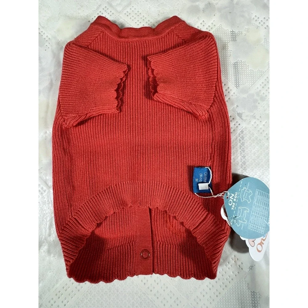 Knitted Sweater Dog Size M( 8-13 Lb ) ON THE ROLL orange